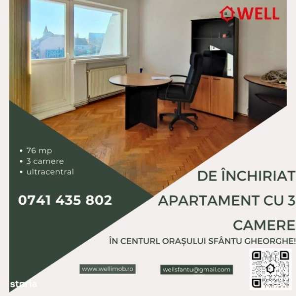 Apartament de închiriat cu 3 camere pe Strada Gróf Mikó Imre!