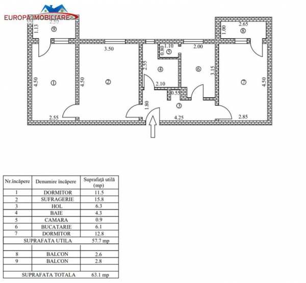 Apartament 3 camere de vanzare zona centrala tulcea