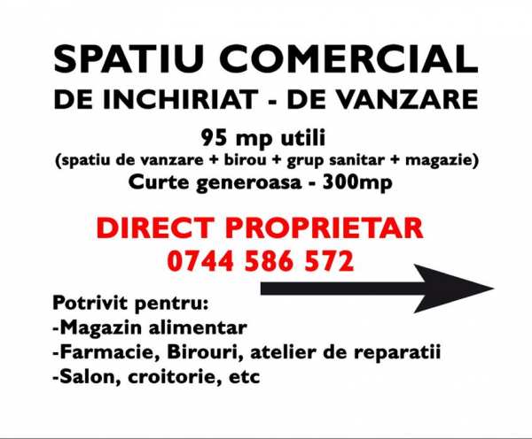 Spatiu Comercial 95 mp utili, central,Lumina, 780 euro/lună negociabil