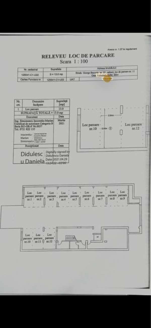 Ofer spre inchiriere loc parcare subteran Pipera