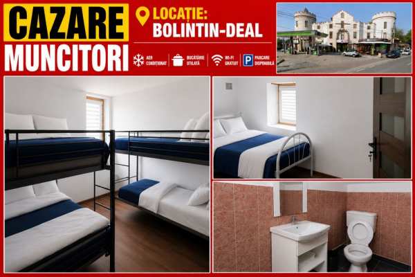 Inchiriere spatiu Cazare muncitori  28 + locuri – total 400 mp – 8 dormitoare cu băi proprii - Bolintin Deal