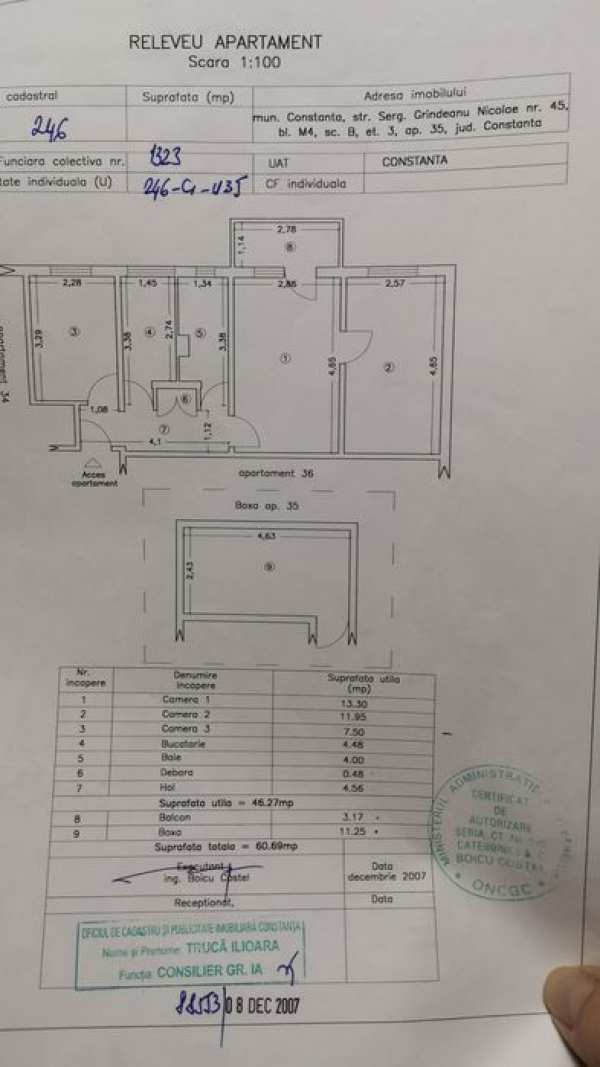De vânzare: apartament Constanța KM 4-5, 3 camere, semidecomandat,