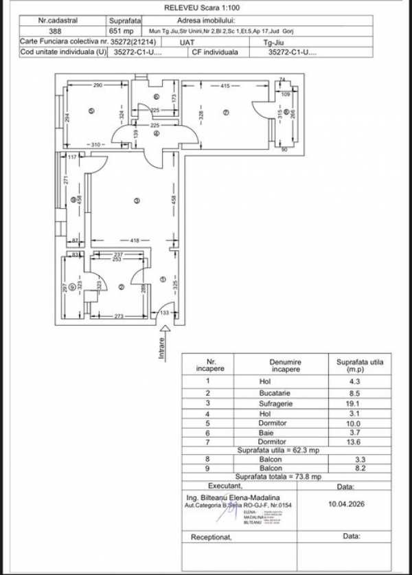 apartament cu 3 camere Tg Jiu zona centrală