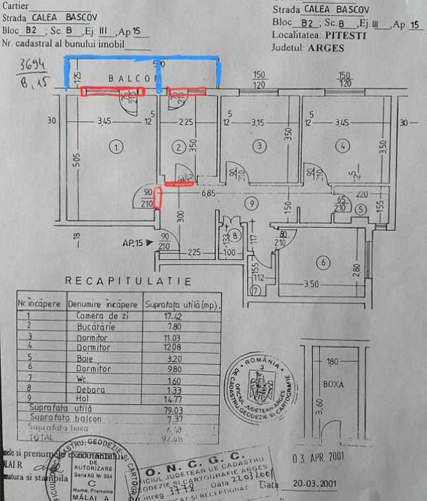 Apartamenr 4 camere, Nord, Etaj 3/4