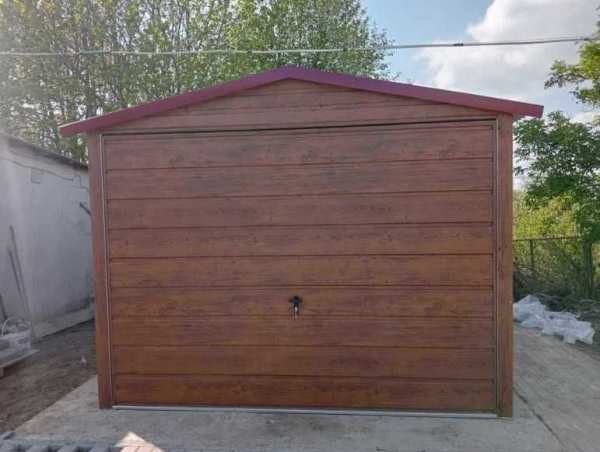 Garaje Metalice PREMIUM 3x5 imitatie lemn  nuc inchis