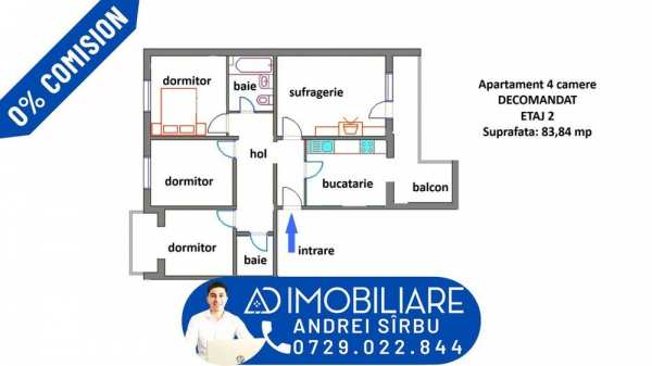Apartament 4 camere, strada Victoriei - ETAJ 2