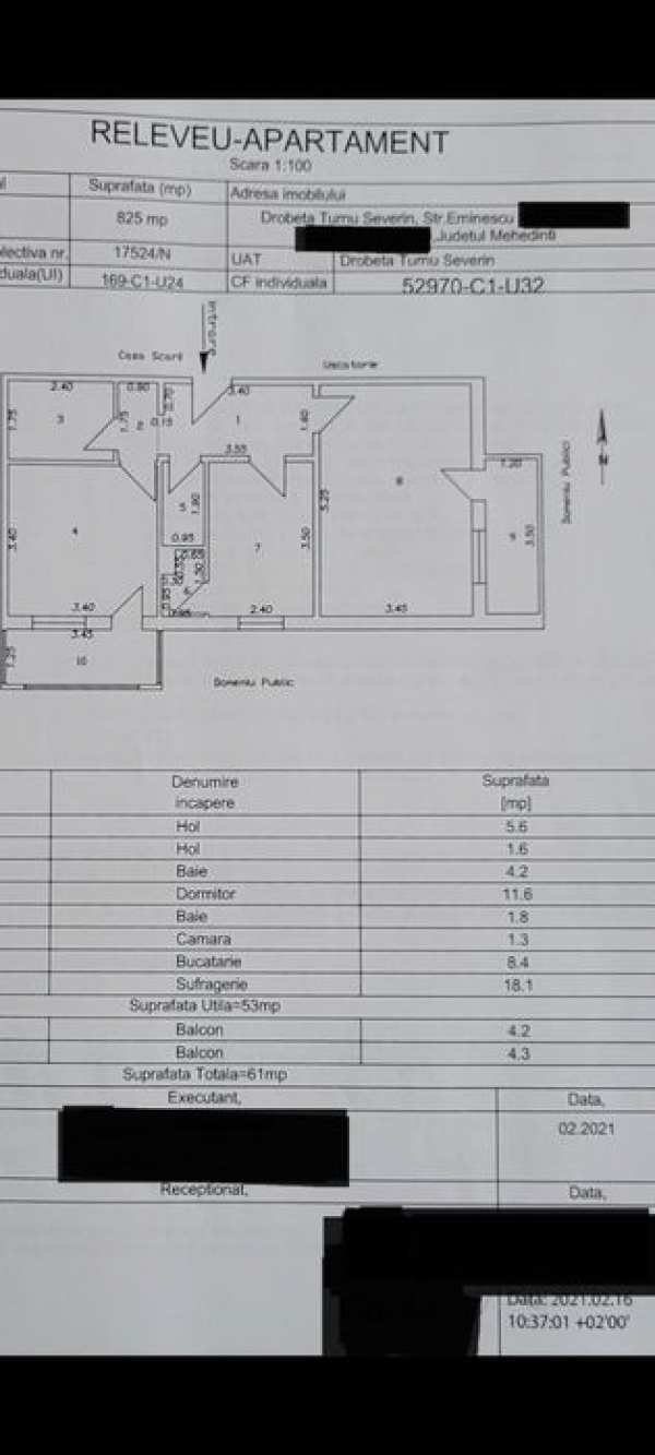 Vând  apartament  2 camere, decomandat, etaj 4/4
