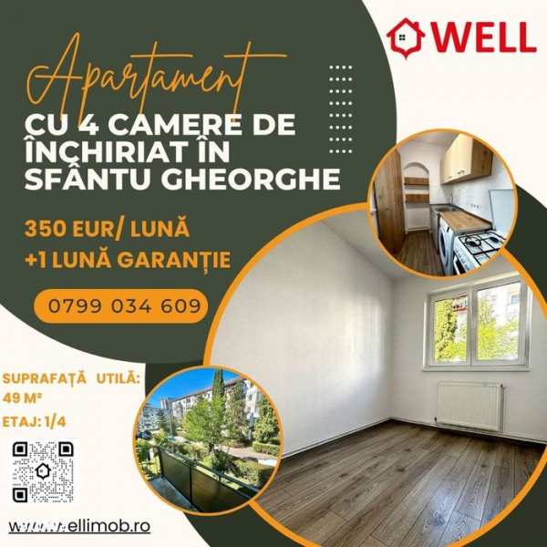 Apartament cu 4 camere de închiriat în Sfântu Gheorghe!