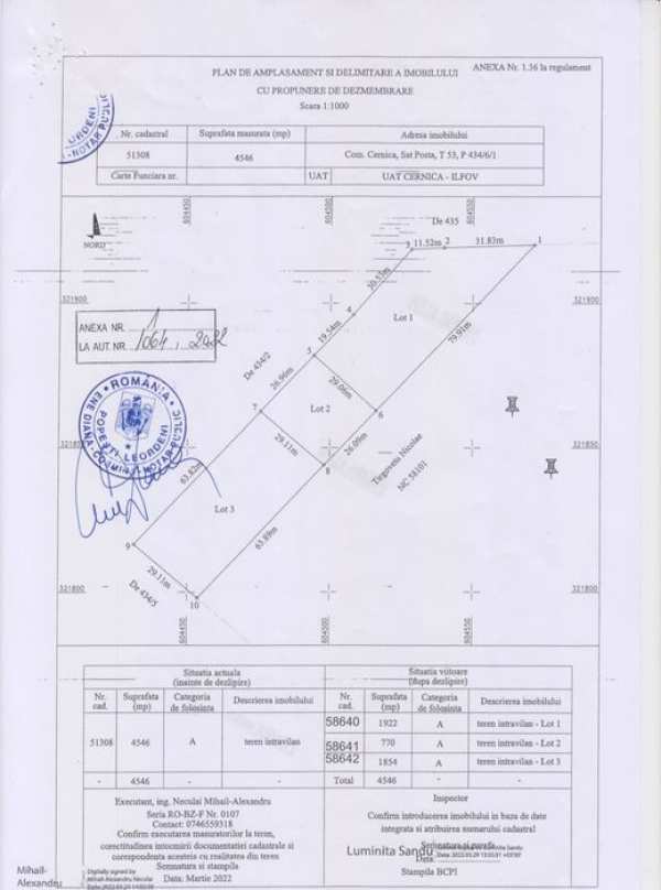 Vând teren intravilan lot 3 cadastral