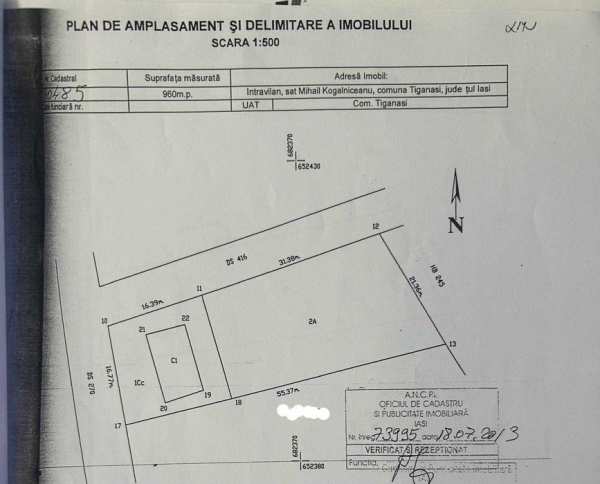 Teren intravilan 960 mp, deschidere 31m, utilitati, asfalt, 25 min Copou - Mihail Kogălniceanu