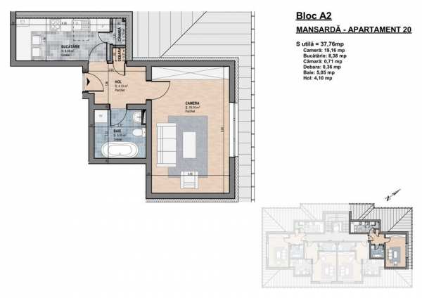Apartament cu 1 Cameră Decomandată, Lift, Încălzire in Pardoseală !