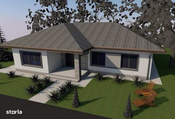 Casa moderna parter, zona excelenta – 3 camere, terasa, teren 6 arii