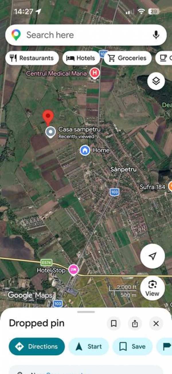 Teren intravilan în Sânpetru 47 Euro/mp2, jud Brașov, suprafață 464 mp, înscris în CF, nr. cadastral 103618