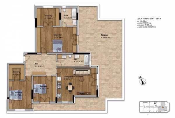 Apartament cu 4 camere