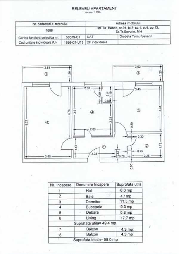 Vand apartament 2 camere decomandat etaj 4 zona IRUC