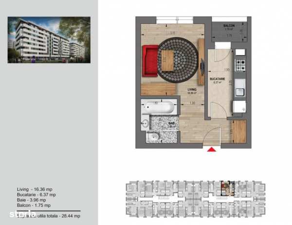 Garsoniera -Loc Parcare-Militari Residence-De Vanzare-Com 0%