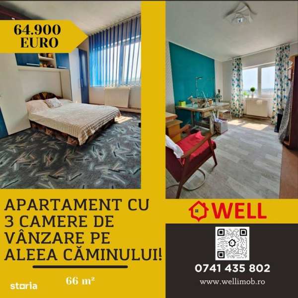 Apartament cu 3 camere de vânzare în Sf Gheorghe, pe Aleea Căminului!