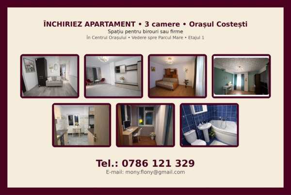 Inchiriez Spațiu Birouri Firma * Apartament 3 camere * Costești AG