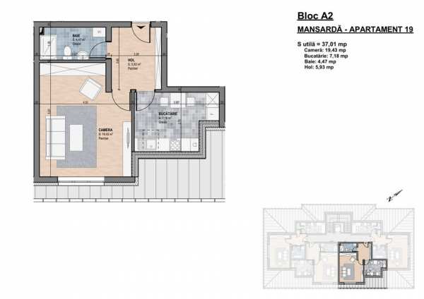 Apartament cu 1 Cameră Decomandată, Lift, Încălzire in Pardoseală !