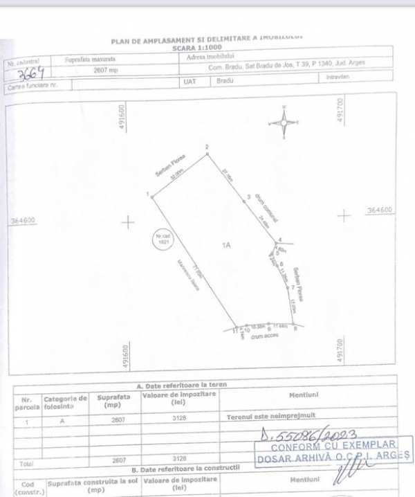 Vand teren intravilan Comuna Bradu