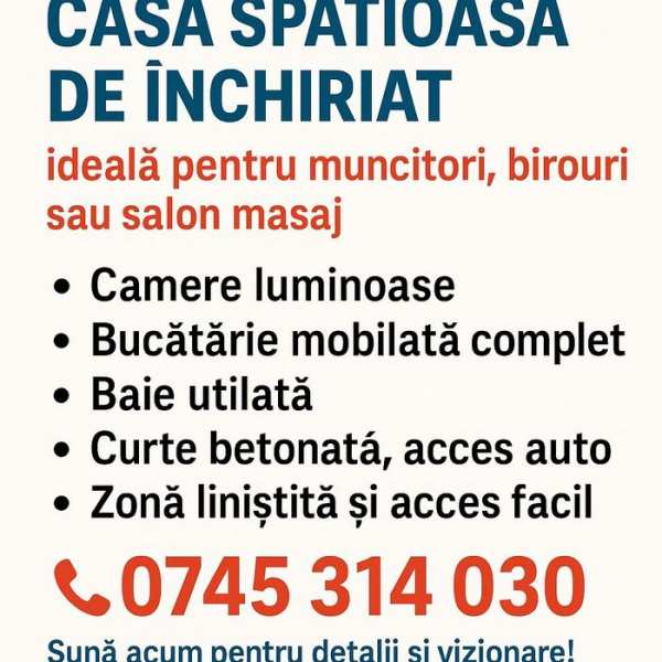 Închiriez casă pretabilă pentru birouri,muncitori, salon masaj