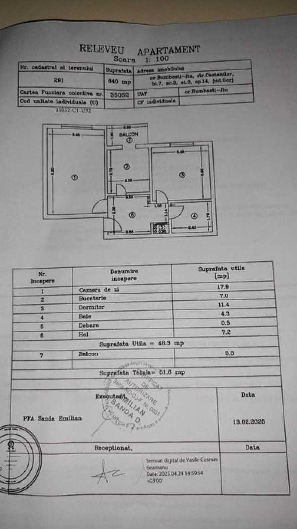 Vand ap. la 45 min de domeniile Straja,Parang si Ranca.Pret:48000 euro