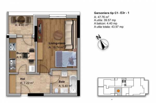 Garsoniera / apartamente cu 2/3/4 camere