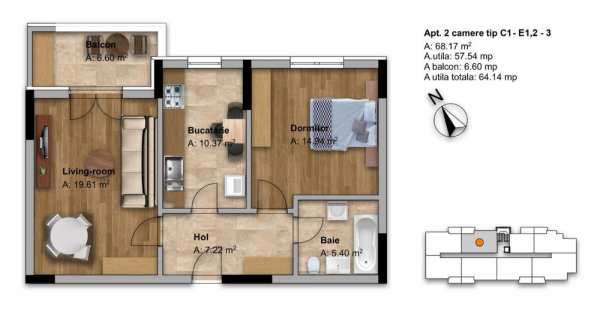 Apartamente cu una/doua/trei/patru camere (Rate direct la dezvoltator)