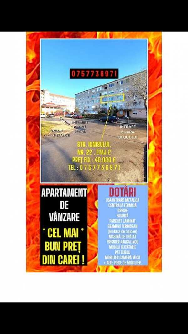 Apartament etaj 2, Ignișului, douã camere