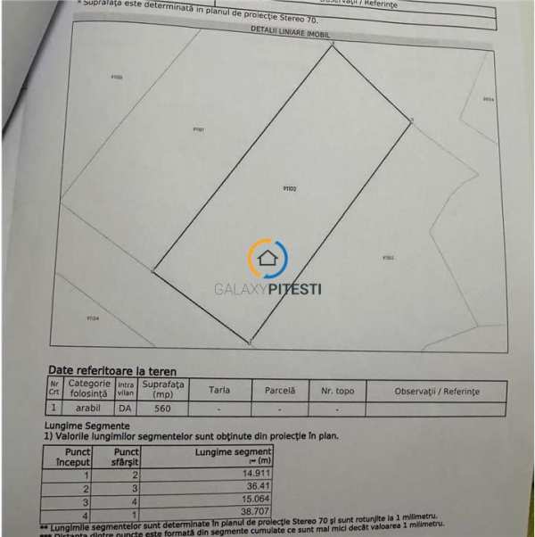 Teren bradu 560 mp, str. buna vestire, plan