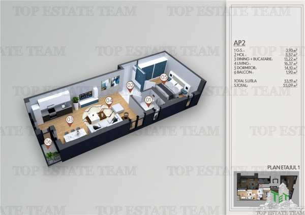 Apartament 2 camere de vanzare in zona obor