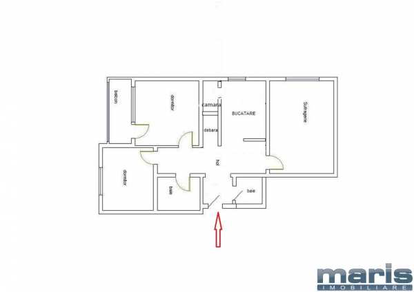Apartament 3 camere etaj 3 cu 2 bai in tudor e.on gaz