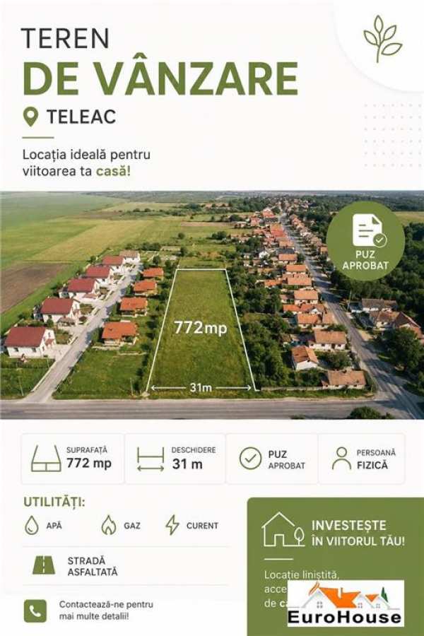 Teren intravilan de vanzare , teleac